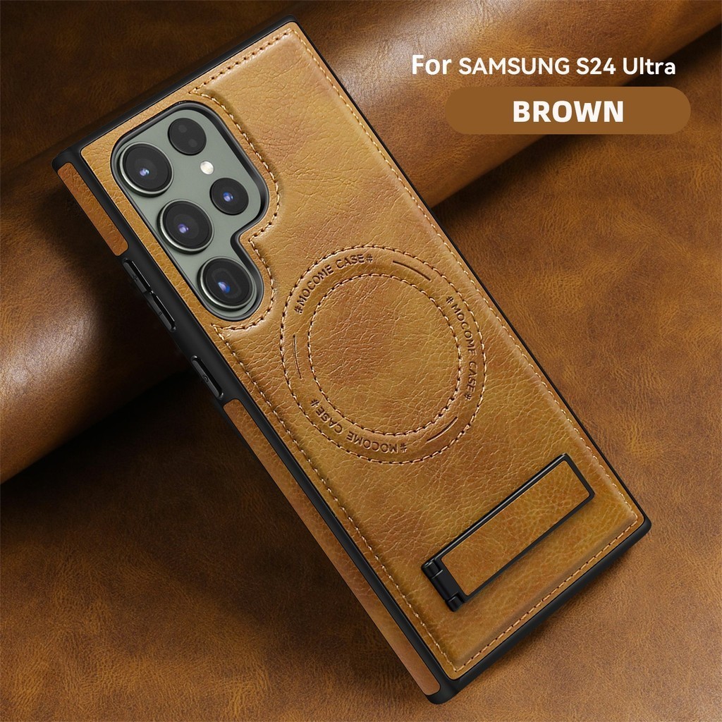 Ốp điện thoại Da Từ Tính Sang Trọng Cho Samsung Galaxy S24 Ultra S23 Plus S22 Flip Stand Holder Back Cover