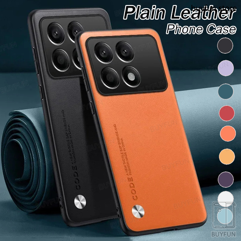 YDCG Luxury Plain Skin Leather Case For Xiaomi Poco M6 Pro 4G X5 X6 Pro 5G Shockproof Protect Back C