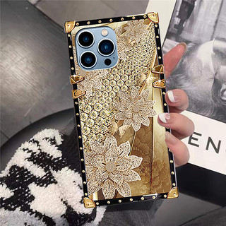 Ốp lưng Samsung S26 Ultra S25Ultra S24Ultra S23Ultra S26 + S25 + S24 + S23 + S22 + Note20 Note10 + 2026 Vỏ bảo vệ hình vuông họa tiết vàng thời trang mới