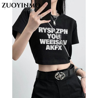ZUOYINMO áo phông áo thun nữ croptop baby tee Đơn giản Stylish Minimalist Fashion WMY23C0IYG 8Z240221