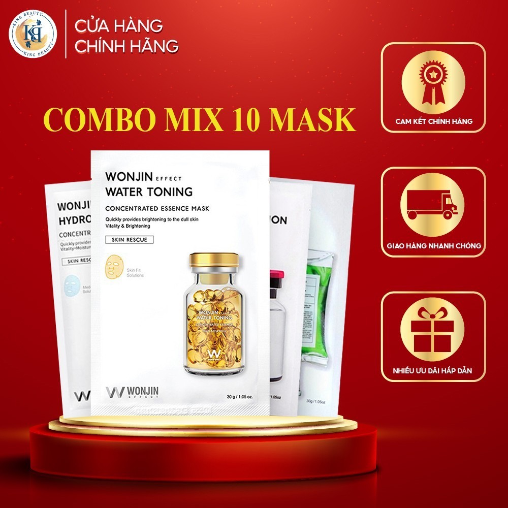 Combo Mix 10 Mặt nạ chăm sóc da chuyên sâu Wonjin DR Wonjin các loại tách lẻ 1 miếng 30ml x10