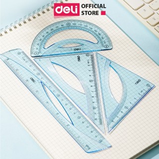   VPP DELI  Bộ Thước Kẻ Thước Đo Độ Eke Cho Học Sinh Bộ Dụng Cụ Học Tập 4 Chiếc Trong Suốt Dễ Nhìn Và Đo Chính Xác 