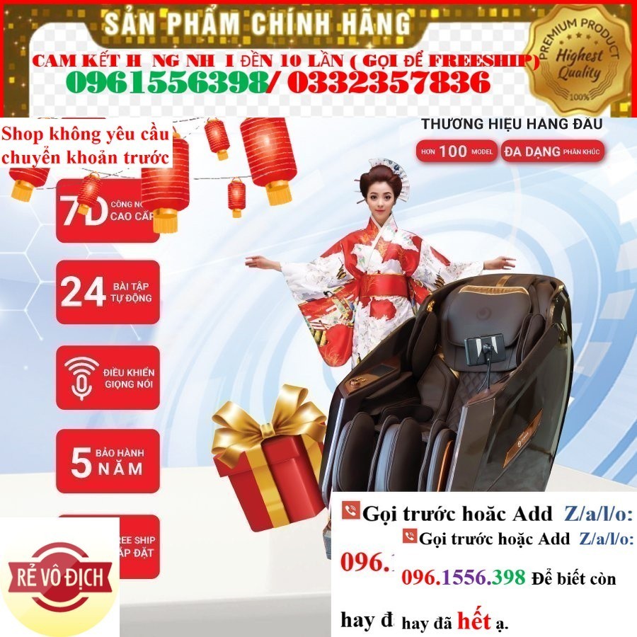 Ghế massage Okinawa Os- 802, công nghệ 7D, điều kiển bằng giọng nói tiếng Việt - -bona prezo