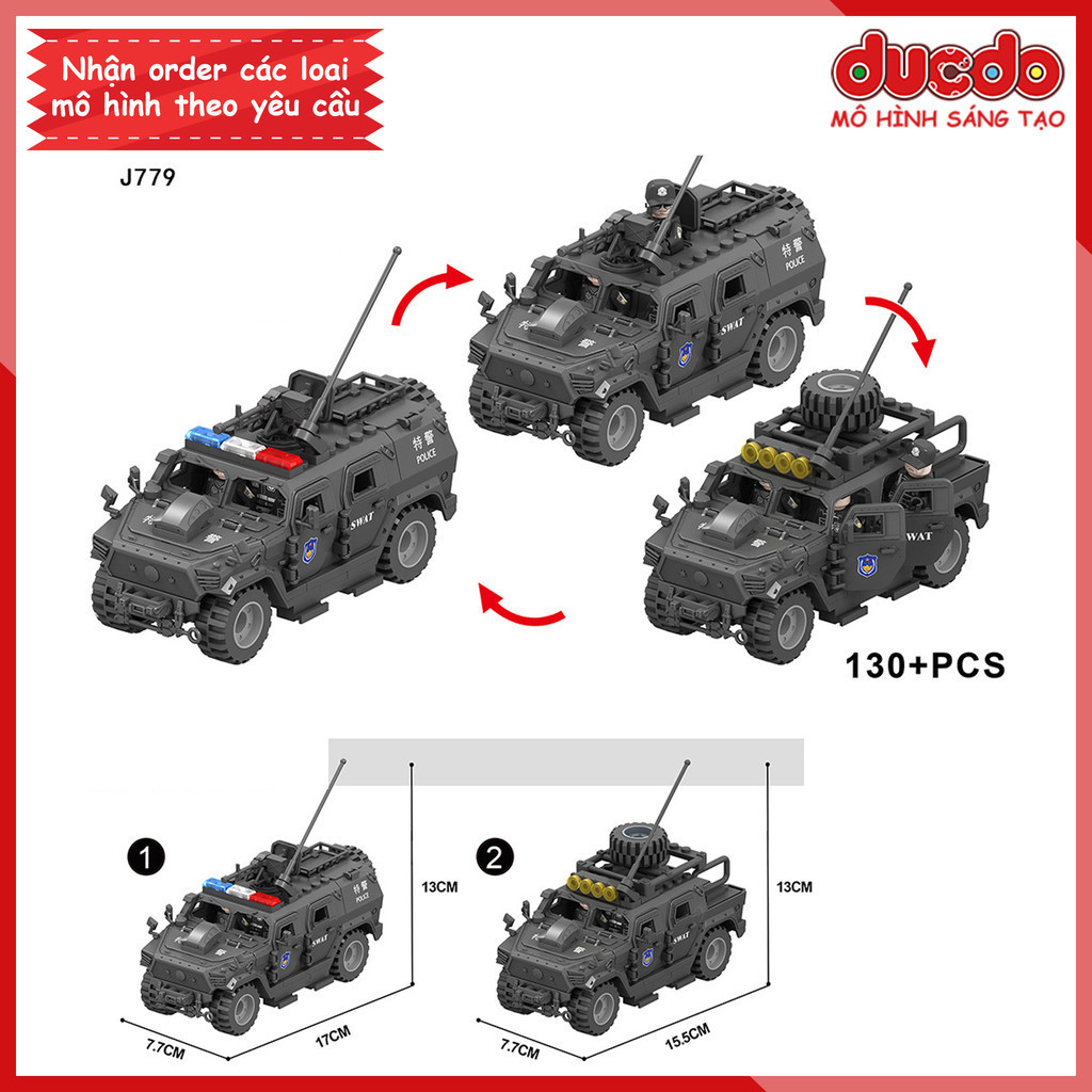 (Đóng túi - Không có Mini) TBS J779 Lắp ghép siêu xe Desert Hummer đen - Đồ chơi Xếp hình Mô hình