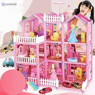 Jen nhà búp bê cô gái biệt thự công chúa lâu đài bộ trẻ em nhà chơi mô phỏng lắp ráp đồ chơi quà tặng sinh nhật