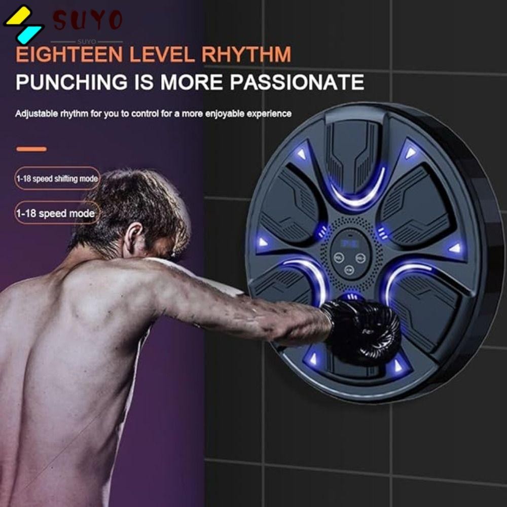 Suyo Boxing Wall Target, Tập thể dục nhanh nhẹn Máy đấm bốc âm nhạc thông minh, Thư giãn đấm bốc Thể thao Bài tập phản ứng Bluetooth Punching Pad Thiết bị đào tạo tường tại nhà