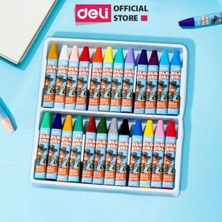   VPP DELI  Màu sáp dầu học sinh trẻ Colorkids 12 24 màu Deli siêu mịn màu sắc tươi sáng an toàn ít mùi tô màu mỹ thuật 