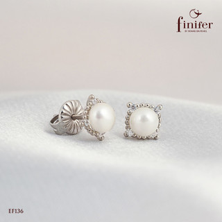 Bông tai ngọc trai thật, bạc quý kim với thiết kế tinh xảo, thanh lịch - EF136 - Finifer by Hoang Gia Pearl
