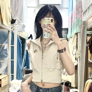 Áo thun không tay cổ polo ngắn phong cách cay ngọt ngào