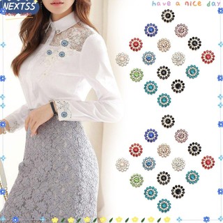 Set 10 nút hình bông hoa bằng thép đính đá giả lấp lánh may trang trí quần áo/mũ nhiều màu tùy chọn