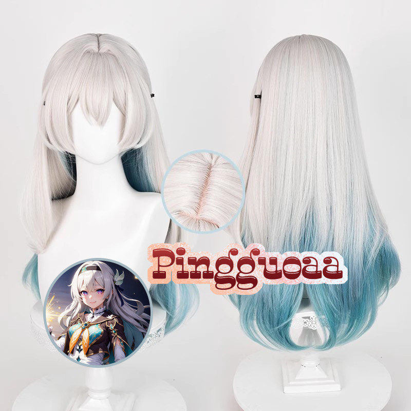 Honkai: Star Rail Firefly Cosplay Wig 67cm Long Mixed Color Heat Resistant Synthetic Wigs