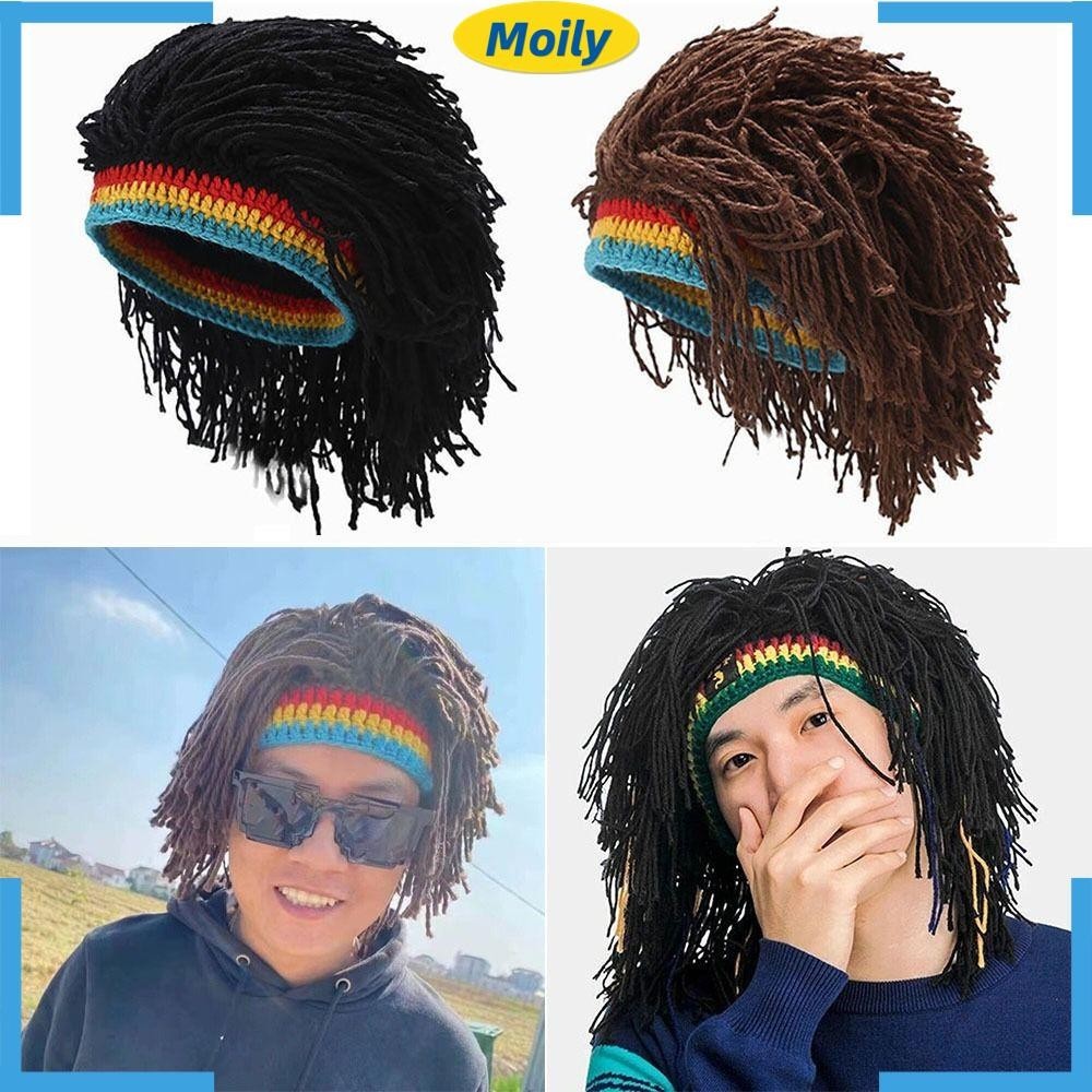 Moilyvn Reggae Dreadlocks Tóc Giả, Mũ Tóc Giả Reggae Đen / Nâu, Hộp Đê