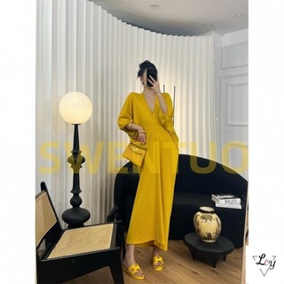Đầm Kích Thước Lớn Phong Cách Kỳ Nghỉ Đầm Dài Bé Gái Đầm Mùa Hè Tính Khí Pháp Cổ Chữ V Phong Cách Lười Rời Ôm Hơn Nhìn Dài Đầm Mùa Hè 2024 Phong Cách Mới Thời Trang Niche Đầm Dài Tay