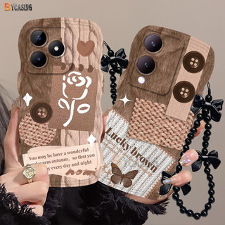 Dành Cho Infinix Hot 40i 30i Zero 30 Note 30 Smart 8 5 6 7 Hot 11s NFC Hot 20s 9 11 10 Play Note12 G96 Spark 20 Hoa Bướm Màu Nâu May Mắn Graffiti Viền Vòng Tay Pha Lê BY