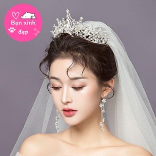 Vương miện đính đá cao cấp, phụ kiện cưới cho cô dâu