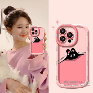 Ốp điện thoại mềm hình thỏ đen dễ thương cho iPhone 15 14 13 12 11 Pro Max X Xr Xs Max 7 8 Plus