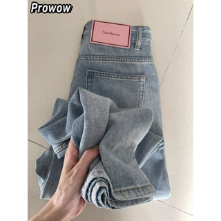 Prowow quần ống rộng quần nữ jean Minimalist Xu hướng Phong cách Thể thao WNK24405DW 14Z240403