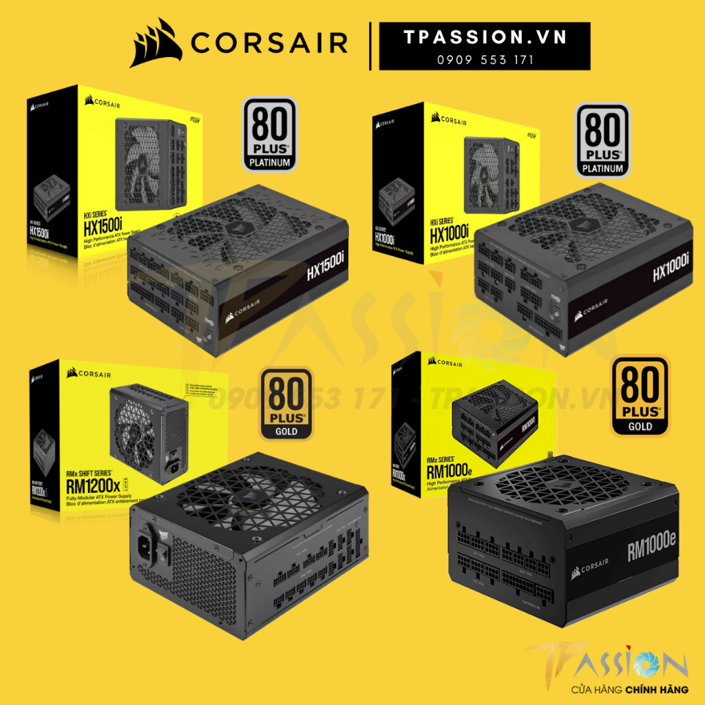 Nguồn PSU CORSAIR 2023 HX1500i / HX1000i / RM1000X / RM1200X SHIFT / RM1000E - Chính Hãng
