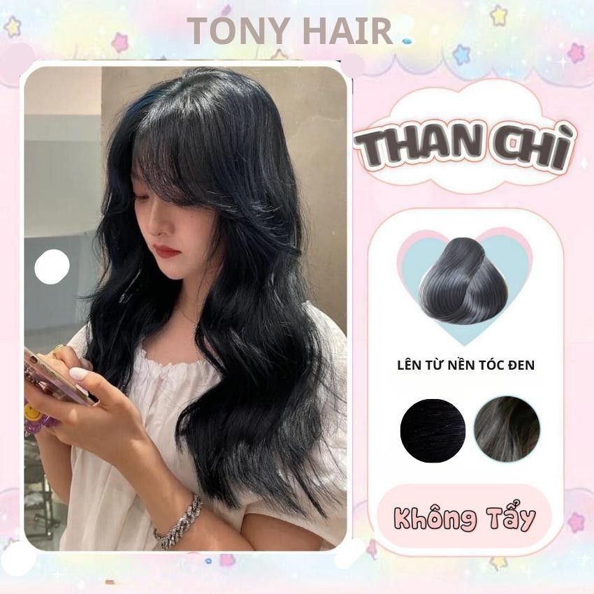 Thuốc nhuộm tóc màu Than Chì, tặng kèm oxi trợ dưỡng và bao tay_Tony Hair