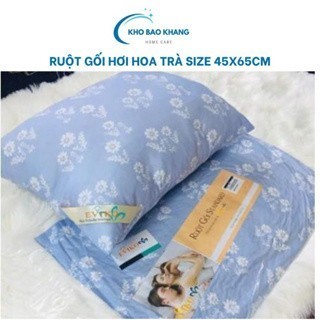 Combo 2 gối nằm ép hơi hoa trà nhí xanh cao cấp, szie 45x65cm -BỘ 2 GỐI NẰM