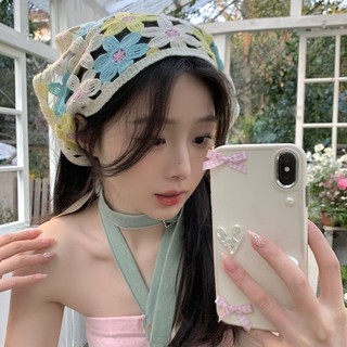 Rỗng Hoa Tam Giác Khăn Dệt Kim Cay Cô Gái Đầu Du Lịch Ngọt Ngào Và Dễ Thương Móc Hoa Nghệ Thuật Băng Đô Cô Gái