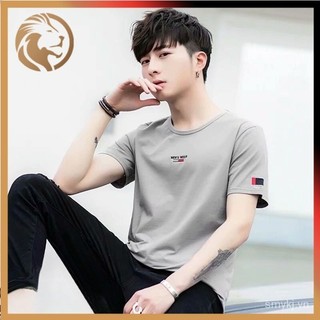 Áo thun dáng rộng nam tay ngắn thanh niên sinh viên cổ tròn Hàn Quốc nửa tay áo sơ mi đế in hình Instagram Áo thun nam