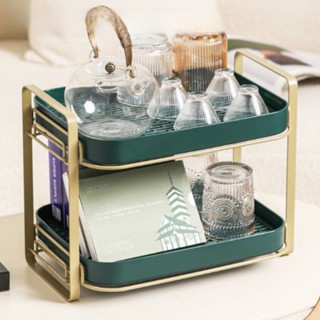 Giá úp cốc chén khay trà kim loại để,Giá bàn trà có rãnh thoát nước khô ráo, kệ úp ly 2 tầng gấp gọn