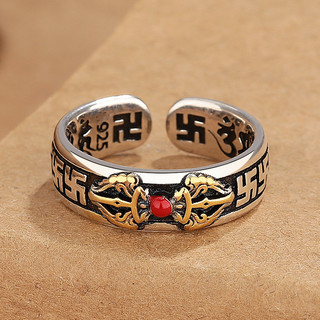 Nhẫn thái bạc retro vajra nam nữ cùng phong cách mở độc đáo nhẫn thời trang có thể điều chỉnh