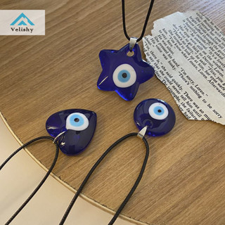  Velishy Quỷ Ác Mắt Mặt Dây Chuyền Vòng Cổ Dành Cho Nữ Ngôi Sao Trái Tim Tròn Kính Xanh Ten Xương Đòn Dây Chuyền Vintage Phụ Kiện Trang Sức 