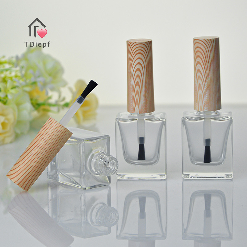 [Tdiepf] 10ml Chai sơn móng tay rỗng Nắp hạt gỗ Hộp đựng Gel móng tay có nắp Bàn chải trang điểm Hộp đựng Gel móng tay Chai MỚI