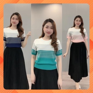  Áo len thun nữ KẺ CARO TƯỜNG phối MÀU LOANG