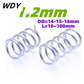  Lò xo áp suất d1.2mm OD13 / 14 / 15mm lò xo nén SUS304 dài bằng thép không gỉ 10-150mm