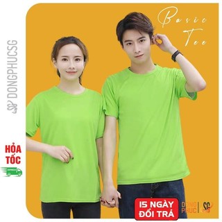 Áo thun trơn màu xanh chuối phông unisex basic nam nữ cổ tròn thun cotton mềm mịn ATTXC | DONGPHUCSG