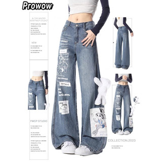 Prowow quần ống rộng quần nữ jean Phong cách phổ biến Popular Thể thao WNK2410AHP 8Z240222