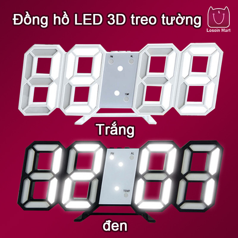 Đồng hồ LED 3D treo tường, để bàn thông minh Smart Clock