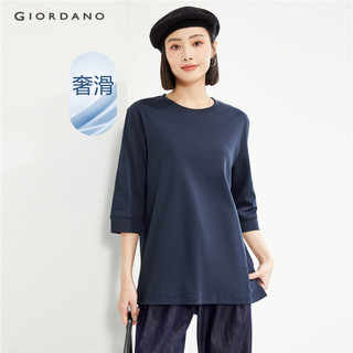 Áo thun giordano 05324428 100% cotton cổ tròn tay áo 3/4