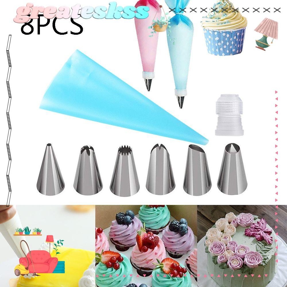 Greateskss 8 Cái / bộ Ống Dẫn Icing Vòi Phun Máy Nướng Bánh Kẹo Nga Trang Trí Bánh Cupcake Khuôn Nướng Bánh