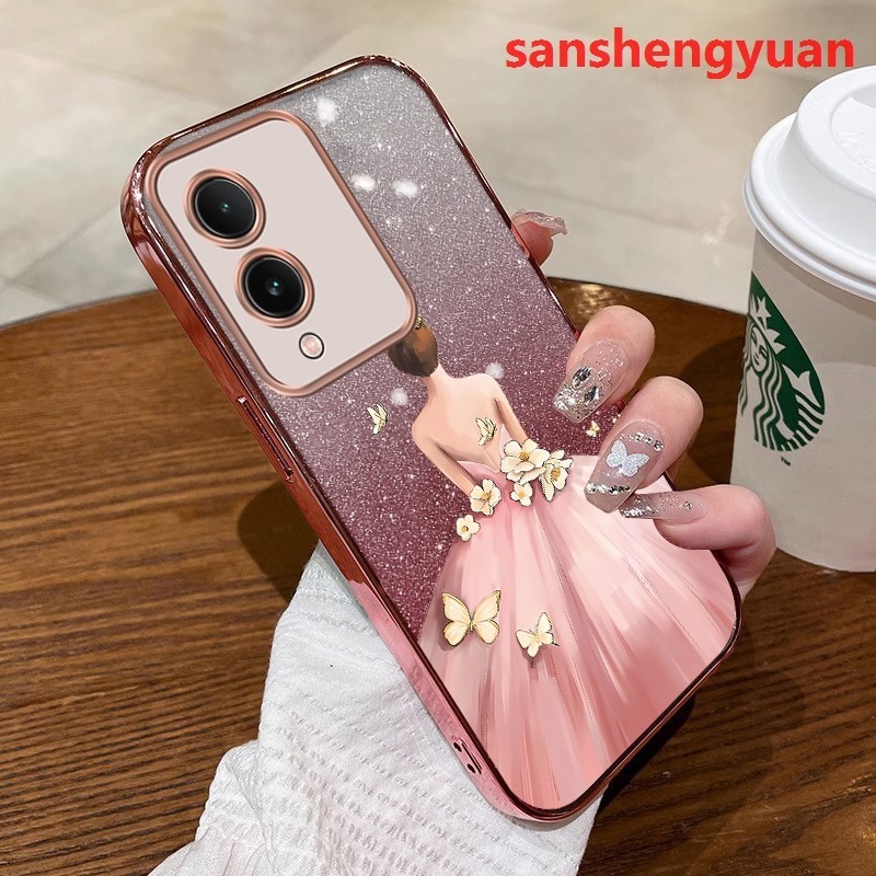 ốp lưng VIVO Y17S Ốp lưng điện thoại VIVO Y17S có viền vàng mềm bóng trong suốt giảm xóc bảo vệ chốn