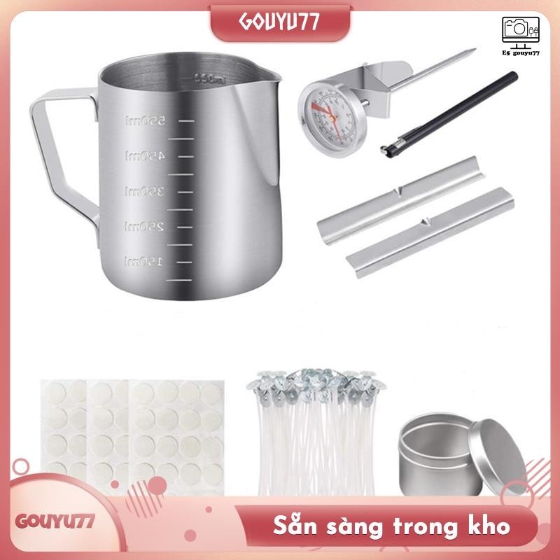 [Gouyu77] Bộ làm nến, Nồi rót nến, bấc nến, Nhãn dán nến, Giá đỡ bấc n