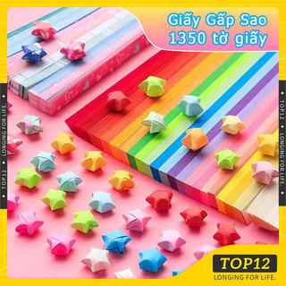 Top12-ngôi sao giấy gấp sẵn giấy gấp sao giấy gấp sao dạ quang ngôi sao may mắn 1350 tờ