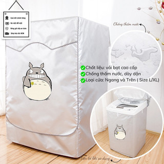 Áo trùm máy giặt Yale77 họa tiết Toroto cửa ngang cửa trên size L và XL vải bạt cao cấp loại dày đẹp