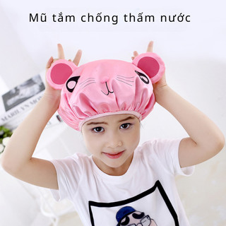 Mũ tắm hoạt hình, hai lớp / chống thấm nước / dày, mũ tắm trẻ em, nắp tóc.
