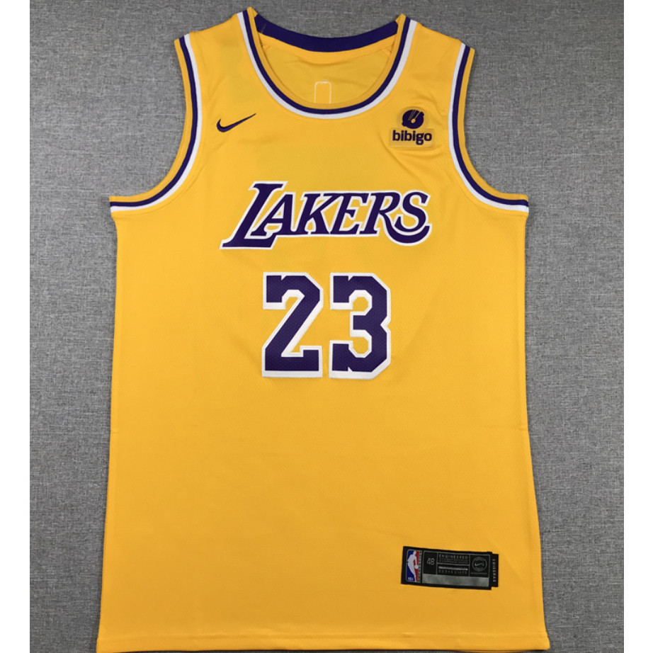 Áo bóng rổ thêu nam Los Angeles Lakers 23 LeBron James màu vàng