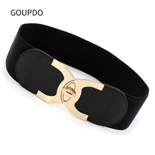 GOUPDO Dây thắt lưng thun, Dây thắt lưng hợp thời trang phong cách cổ điển, Khóa xoay thời trang Phụ kiện cổ điển Váy thắt lưng rộng