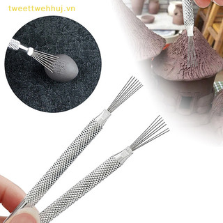 Nhíp 7 pin lông vũ kết cấu dây gốm sứ dụng cụ đất sét polymer sculpg mô hình dụng cụ diy gốm bàn chải dụng cụ đồ gốm phụ kiện bánh vn