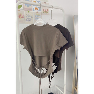 Áo thun croptop hở lưng cột dây(50-80kg)