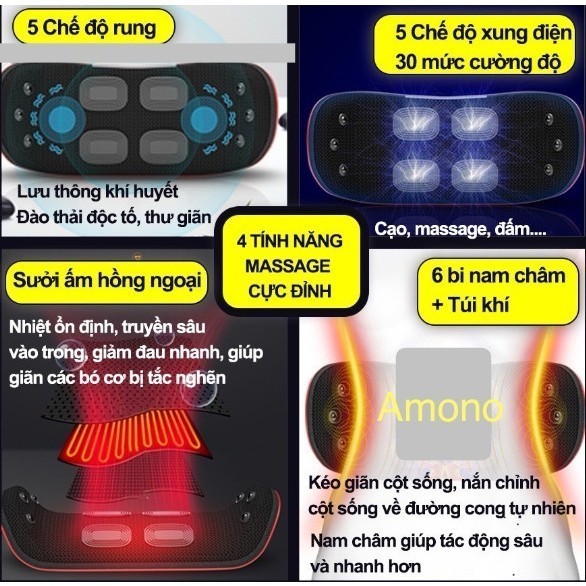 Máy massage lưng cao cấp, máy massage đĩa điệm cột sống,máy đấm lưng.-Hakatashop