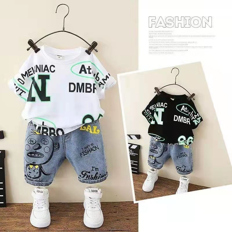 Trẻ Em Quần Áo Trẻ Em Bé Trai Denim Bộ Đồ Cho Bé Phong Cách Mới Mùa Hè Bé Trai Phong Cách Phương Tây Nhỏ Vừa Trẻ Em Đẹp Trai Bộ Đồ Hai Mảnh Tay Ngắn Hợp Thời Trang Trẻ Em Quần Áo Trẻ Em Bé Trai Denim Bộ Đồ Trẻ Em Phong Cách Mới Mùa Hè Bé Trai Phong Cách P