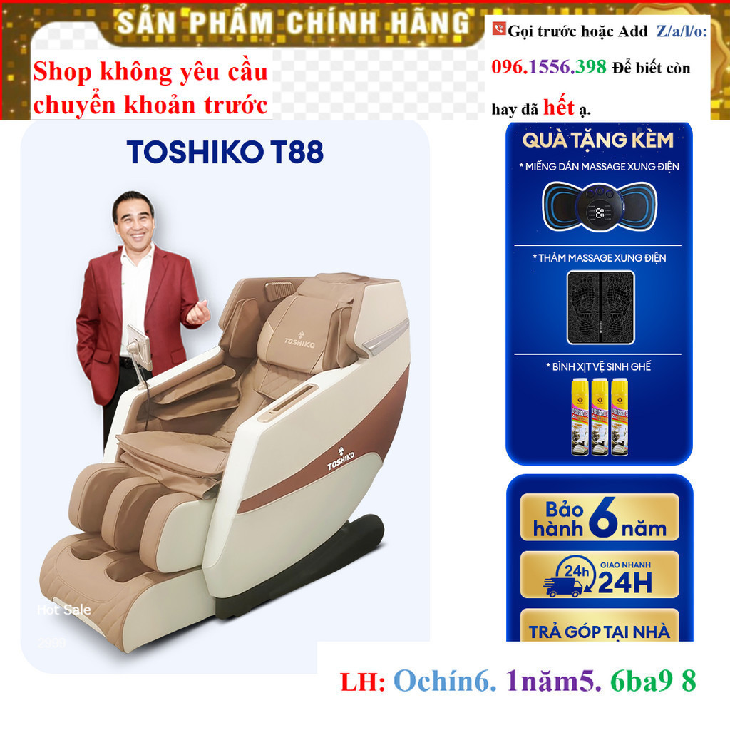 SALE Ghế Massage Toàn Thân con lăn 4D massage di chuyển Đa Năng Cao Cấp  Toshiko T88