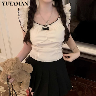 YUYAMAN áo phông áo thun nữ croptop baby tee Xu hướng INS Cute Stylish WTX2430NP4 15Z240408